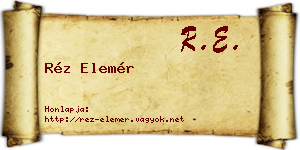 Réz Elemér névjegykártya